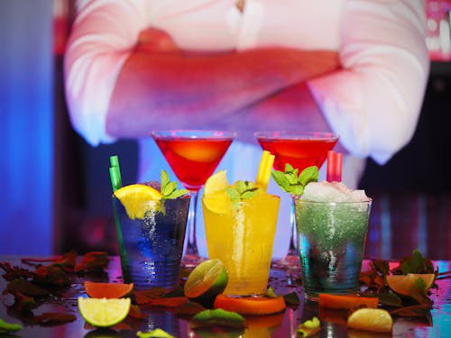 cocktails at a bar